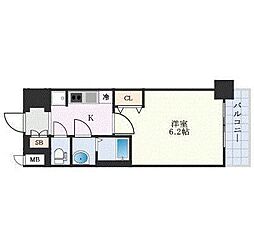 プレサンス上町台夕陽丘 1Kの間取図画像