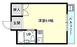 シャトー第2平野 ワンルームの間取図画像