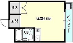 シャトー第2平野 ワンルームの間取図画像