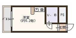 アッシュコート夕凪 ワンルームの間取図画像