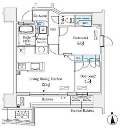 STANDZ四天王寺前夕陽丘 2LDKの間取図画像