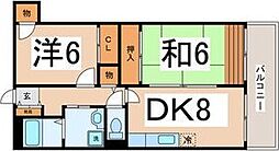 メゾンYS平野 2DKの間取図画像