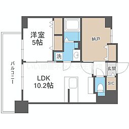 Louis Residence弁天町 1SLDKの間取図画像