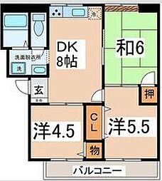 ファミーユ白鷺 3DKの間取図画像