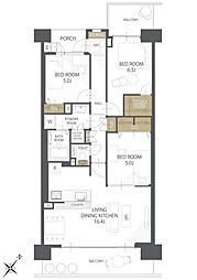 リバティパーク枚方B棟 3LDKの間取図画像
