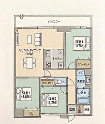 リバティパーク枚方D棟プログレスタワー 3LDKの間取図画像
