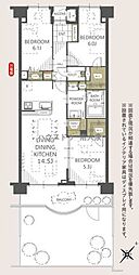 ベウラ大泉学園 3LDKの間取図画像