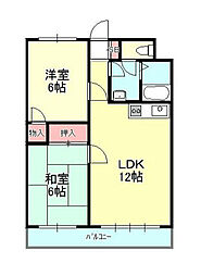 コーポ天子山 2LDKの間取図画像