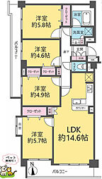 ルイシャトレ我孫子弐番館 4LDKの間取図画像