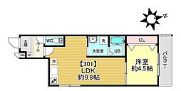 (仮称)深草小久保町 新築アパート 1LDKの間取図画像