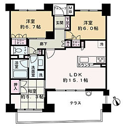 パークホームズ嵯峨嵐山桜邸 3LDKの間取図画像