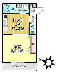 LClass亀岡 1DKの間取図画像