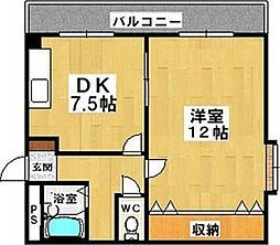 大津池第二マンション 1DKの間取図画像