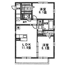 ブラウニーメゾン・リラ 2LDKの間取図画像