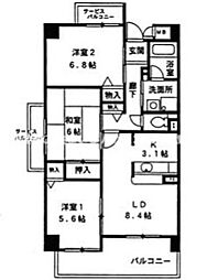 パデシオン大野芝 3LDKの間取図画像
