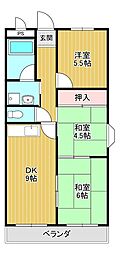 グレイスコート 3DKの間取図画像