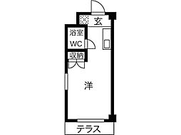 エレガンス北野田 ワンルームの間取図画像