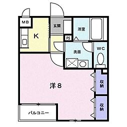 ブリックメゾン金剛 1Kの間取図画像