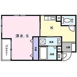ブリックメゾン金剛 1Kの間取図画像