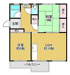 金剛団地第三住宅214号棟 2LDKの間取図画像