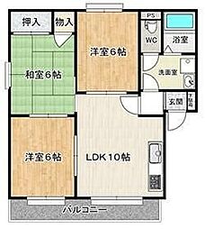 新栄プロパティー千代田2 3DKの間取図画像