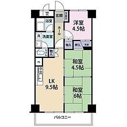 狭山ハウス2号館 3LDKの間取図画像