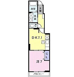 シーカン2 1DKの間取図画像