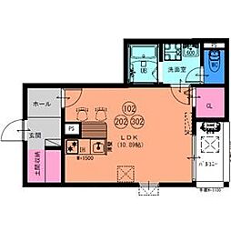 Fstyle狭山・池尻中2号館 ワンルームの間取図画像