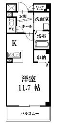 ジュネス 1Kの間取図画像