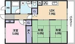 狭山ハウス1号館 3LDKの間取図画像