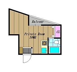 フェローズ21 ワンルームの間取図画像