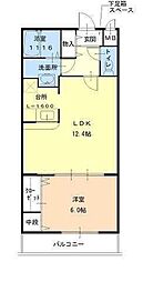 ルーチェ3番館 1LDKの間取図画像