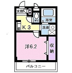 ヴィラナカヤマ 1Kの間取図画像
