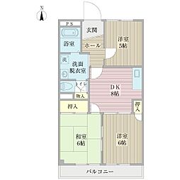 ブレスコート 3DKの間取図画像