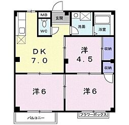 サンクレールヒラタ 3DKの間取図画像