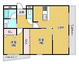 アルデール優貴 2LDKの間取図画像