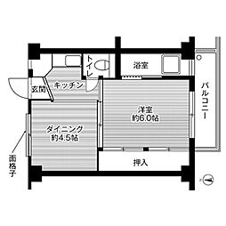 ビレッジハウス南野田4号 1DKの間取図画像