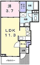 メゾンジャスティスD 1LDKの間取図画像