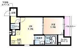 フジパレス北野田3番館 1LDKの間取図画像
