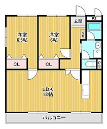 メゾン大美野 2LDKの間取図画像