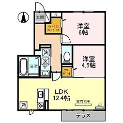 レスペランス向陽台 2LDKの間取図画像