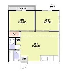 西山ハイツ 2LDKの間取図画像