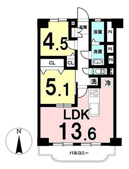 2LDK 間取り