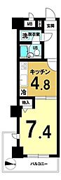 ライオンズマンション川口幸町 1DKの間取図画像