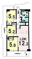 メイツ川口 3LDKの間取図画像
