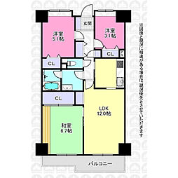 アコール新所沢ウエスト 3LDKの間取図画像