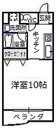 正気屋ハイツS棟 1Kの間取図画像