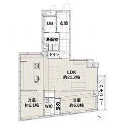 サンビューハイツ四番町 2LDKの間取図画像