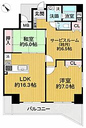 ビーバードルチェドーム前千代崎 2LDKの間取図画像