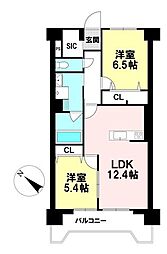旭コーポラス北仙台 2LDKの間取図画像